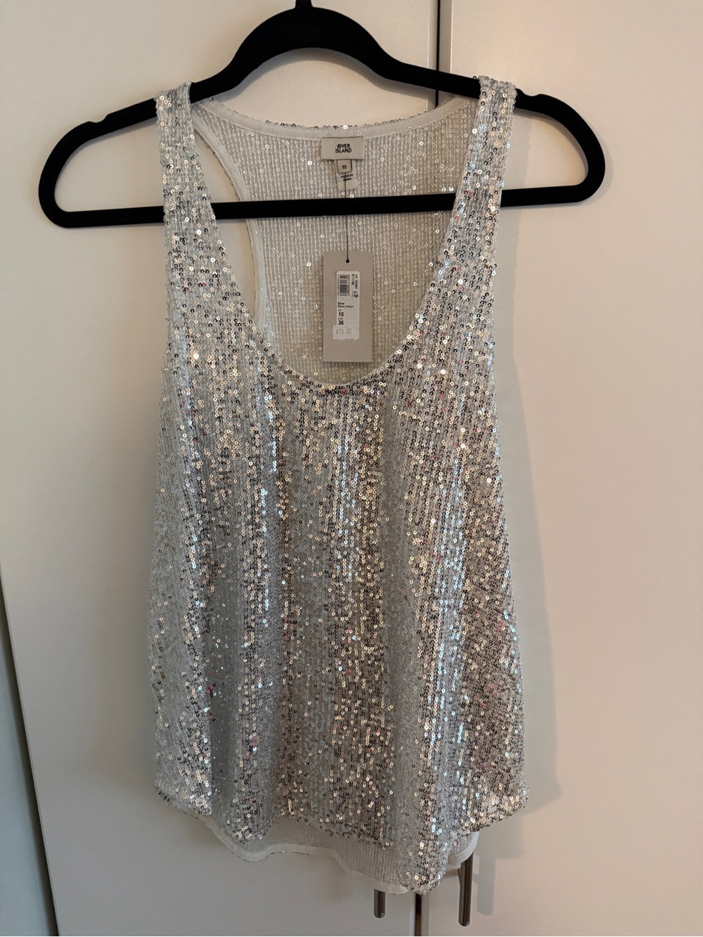 River Island Silver Sequin Racerback Camisole